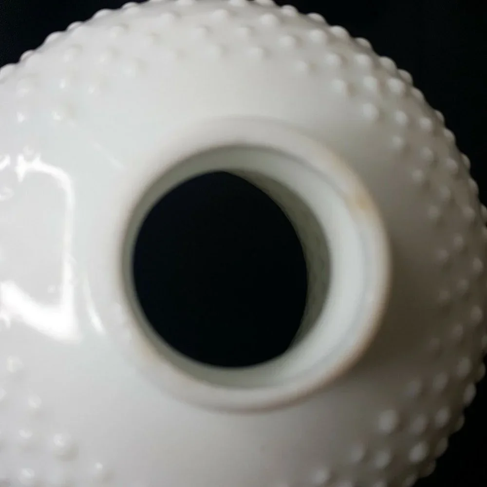 5.25” Milk Glass White Hobnail Oil Electric Lamp Shade 1.25